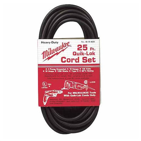 Milwaukee Tool MilwaukeeÂ® 25 ft. 3-Wire QUIK-LOKÂ® Cord 48-76-4025